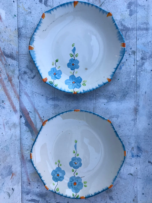 Art Deco blue and orange plates