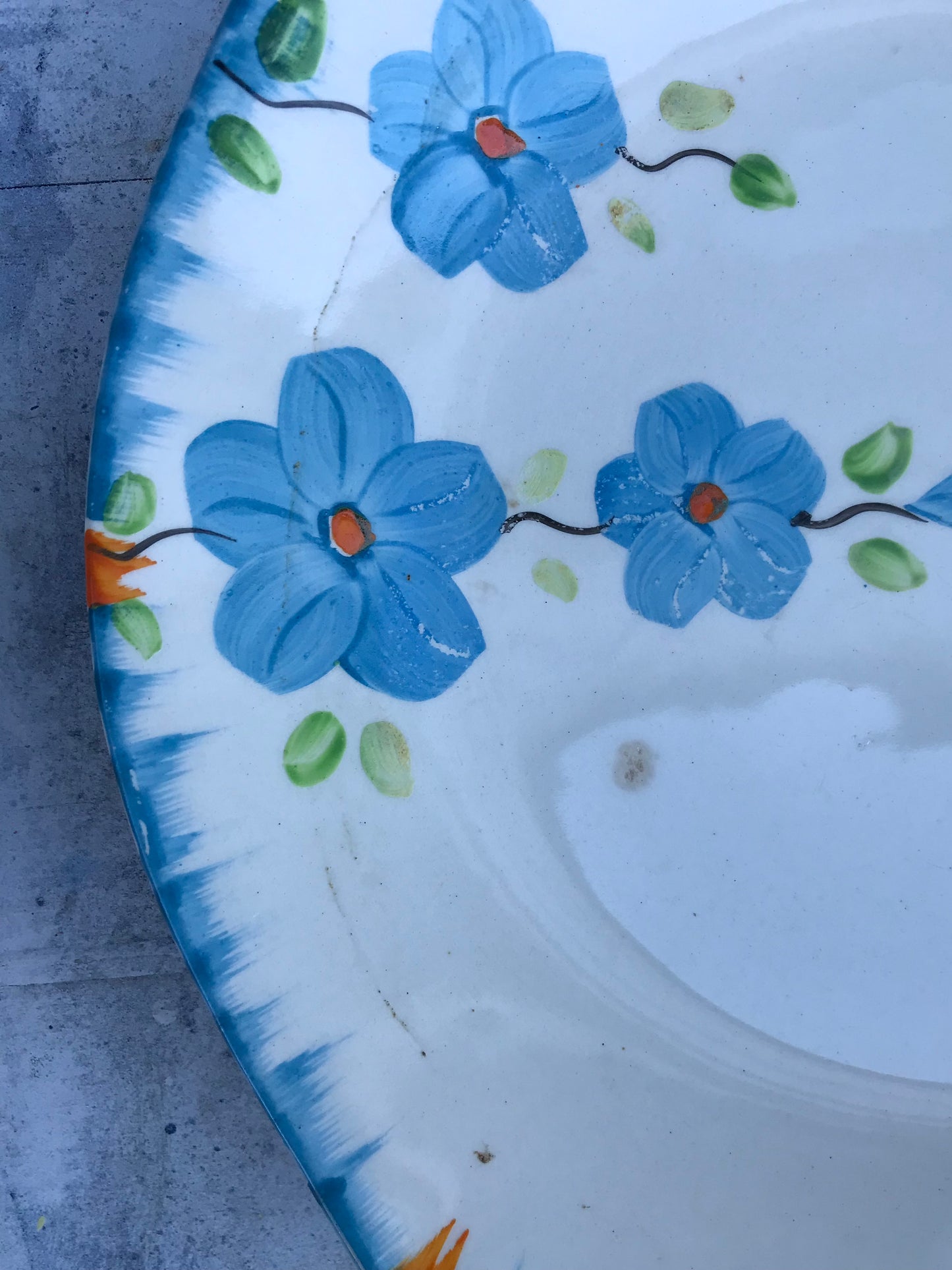 Art Deco blue and orange plates