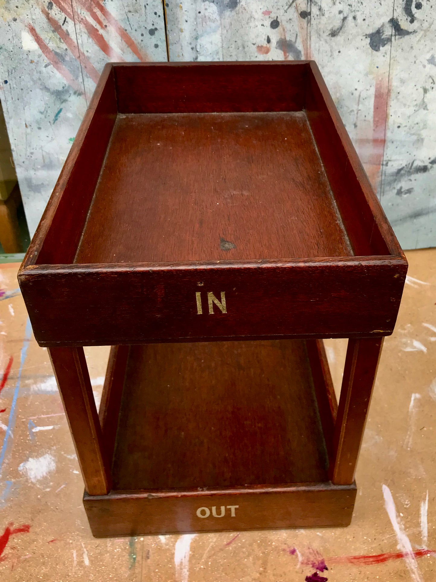 Beautiful vintage solid wood office in tray