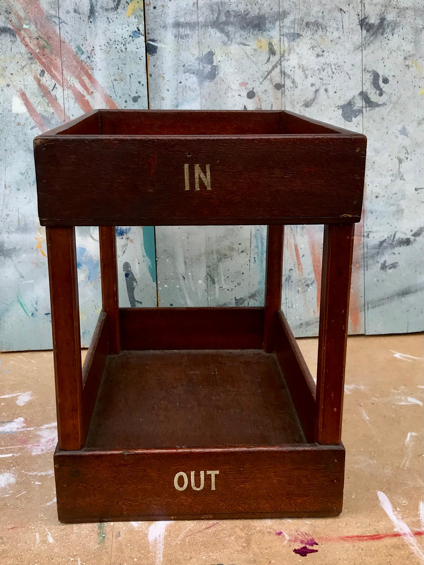 Beautiful vintage solid wood office in tray