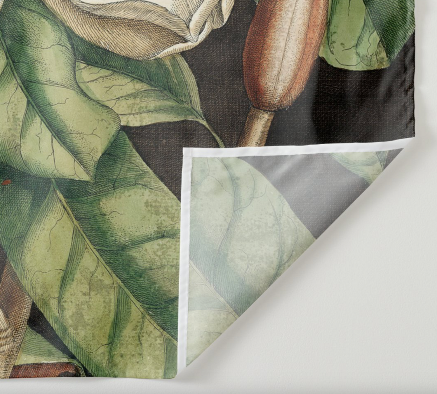 Fabric botanical wall tapestry - vintage magnolia flower