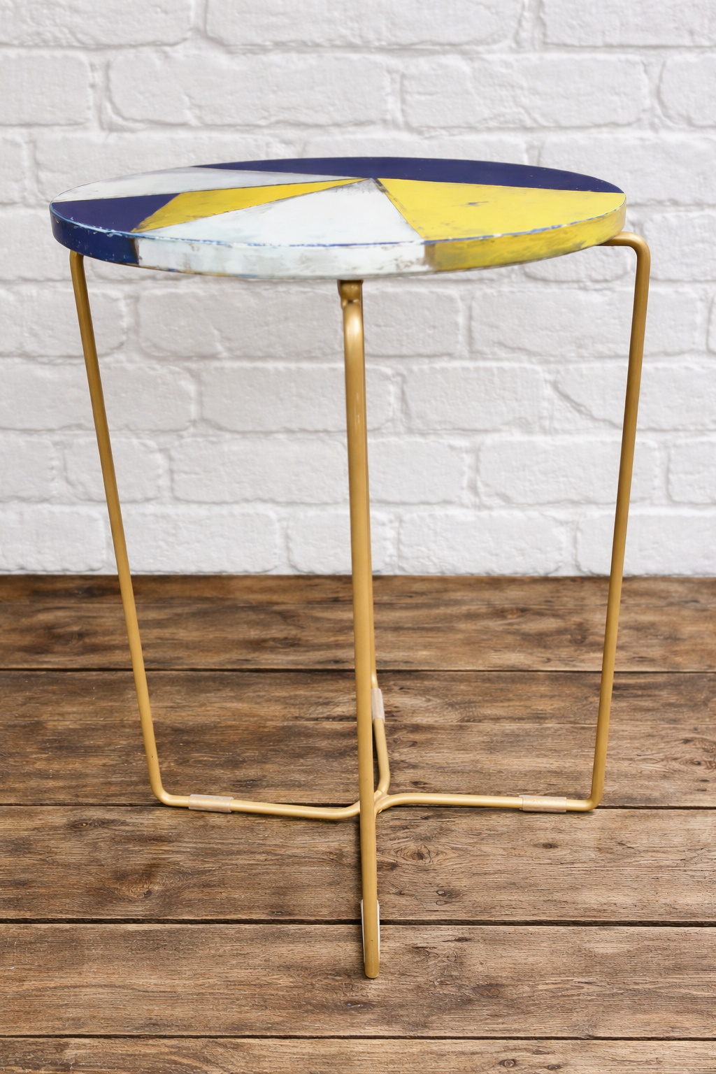 Geometric painted side table