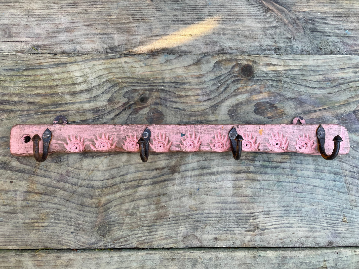 Hand carved wooden Indian mini coat hooks.