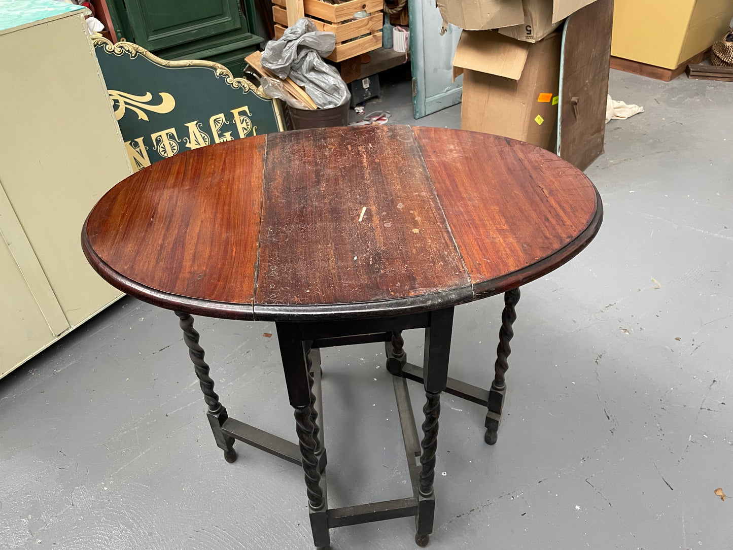 Vintage drop-leaf  table with barley twist legs available for painting your choice of colour