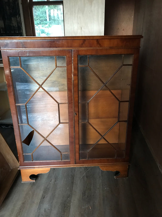 Vintage glass fronted book case available for painting