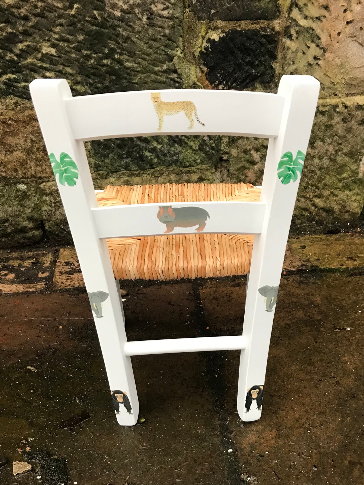 Personalised decoupaged children's chair - Flamingo Friends theme - made to order