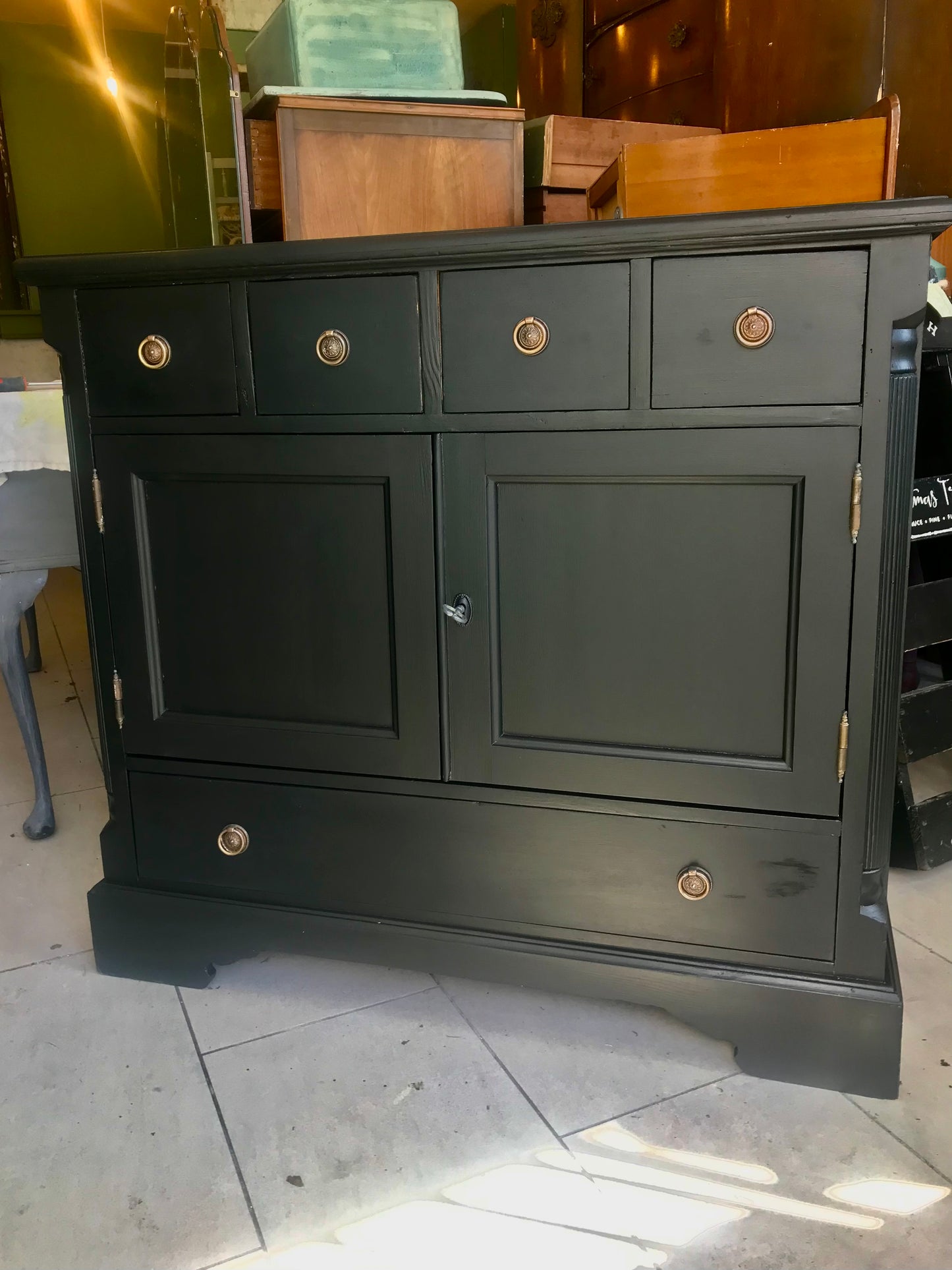Vintage sideboard painted in Guild Lane Jubilee Jet Black
