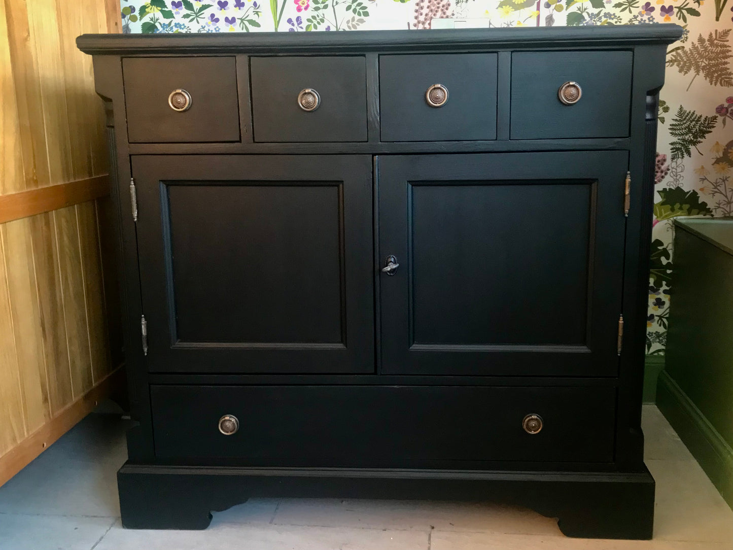 Vintage sideboard painted in Guild Lane Jubilee Jet Black
