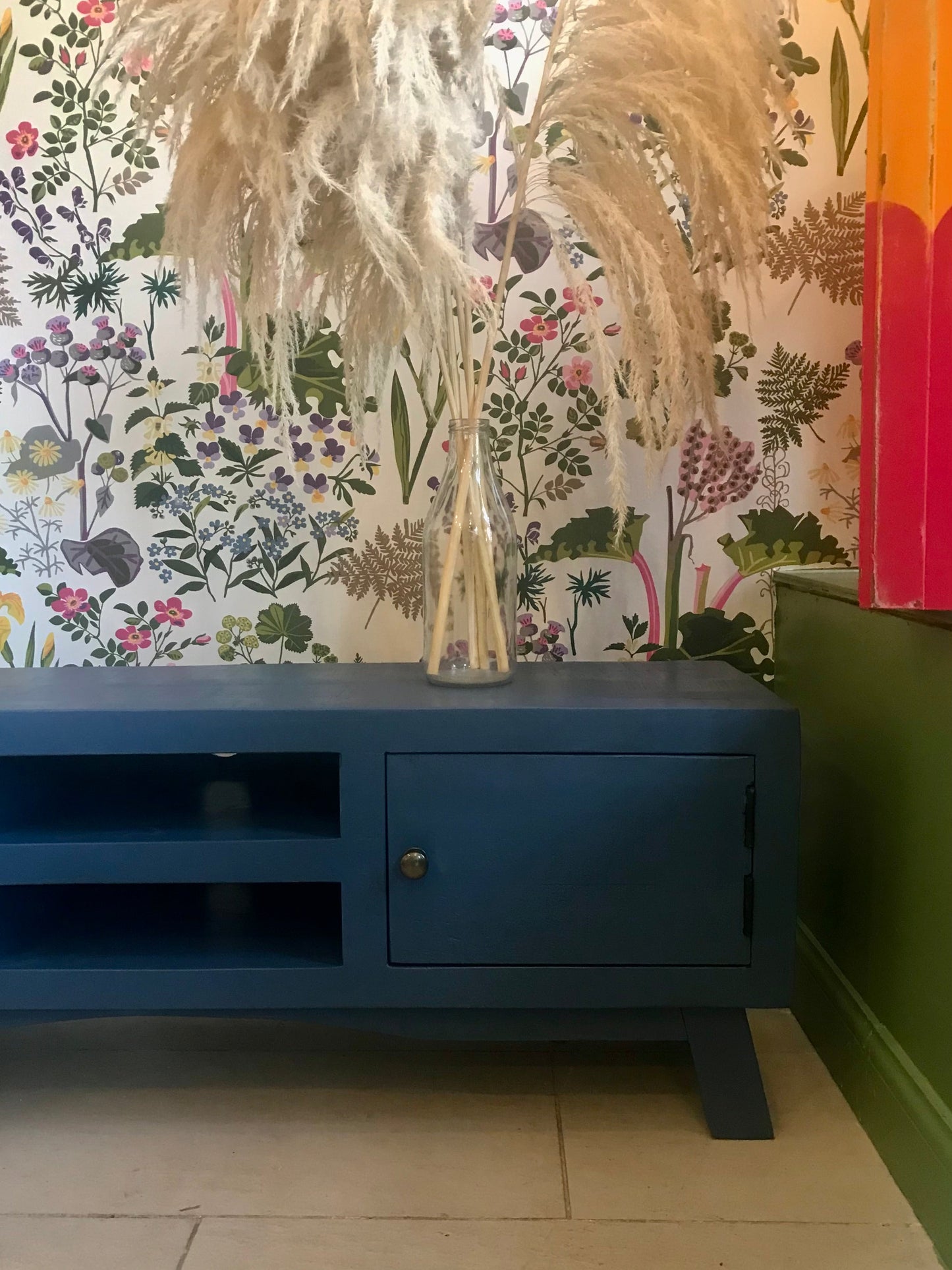 Painted mango wood TV unit