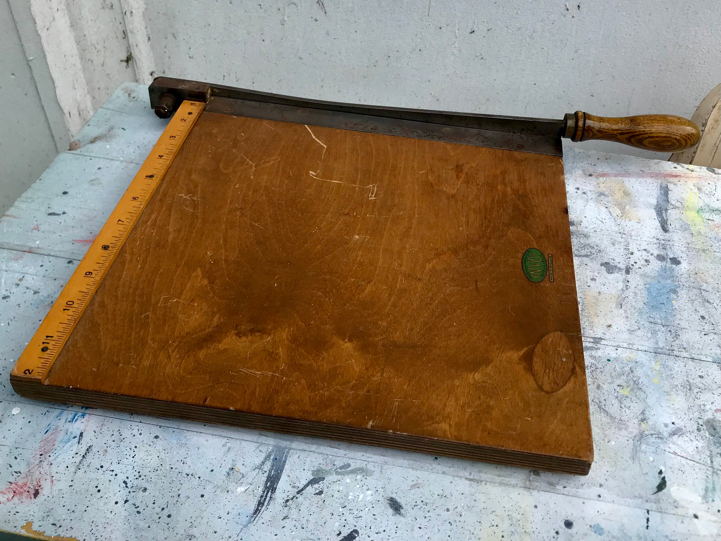 Vintage envoy solid wood guillotine paper cutter