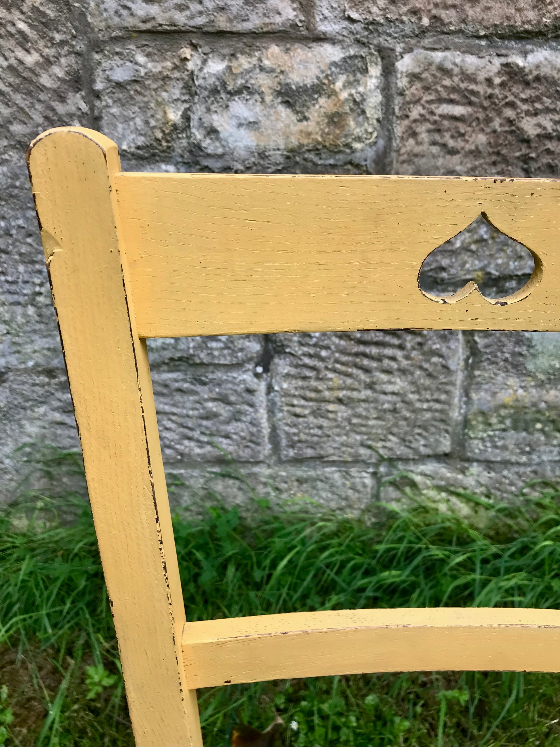 Beautiful Antique vintage carved heart chair in Miss Mustard Seed Milk Paint 