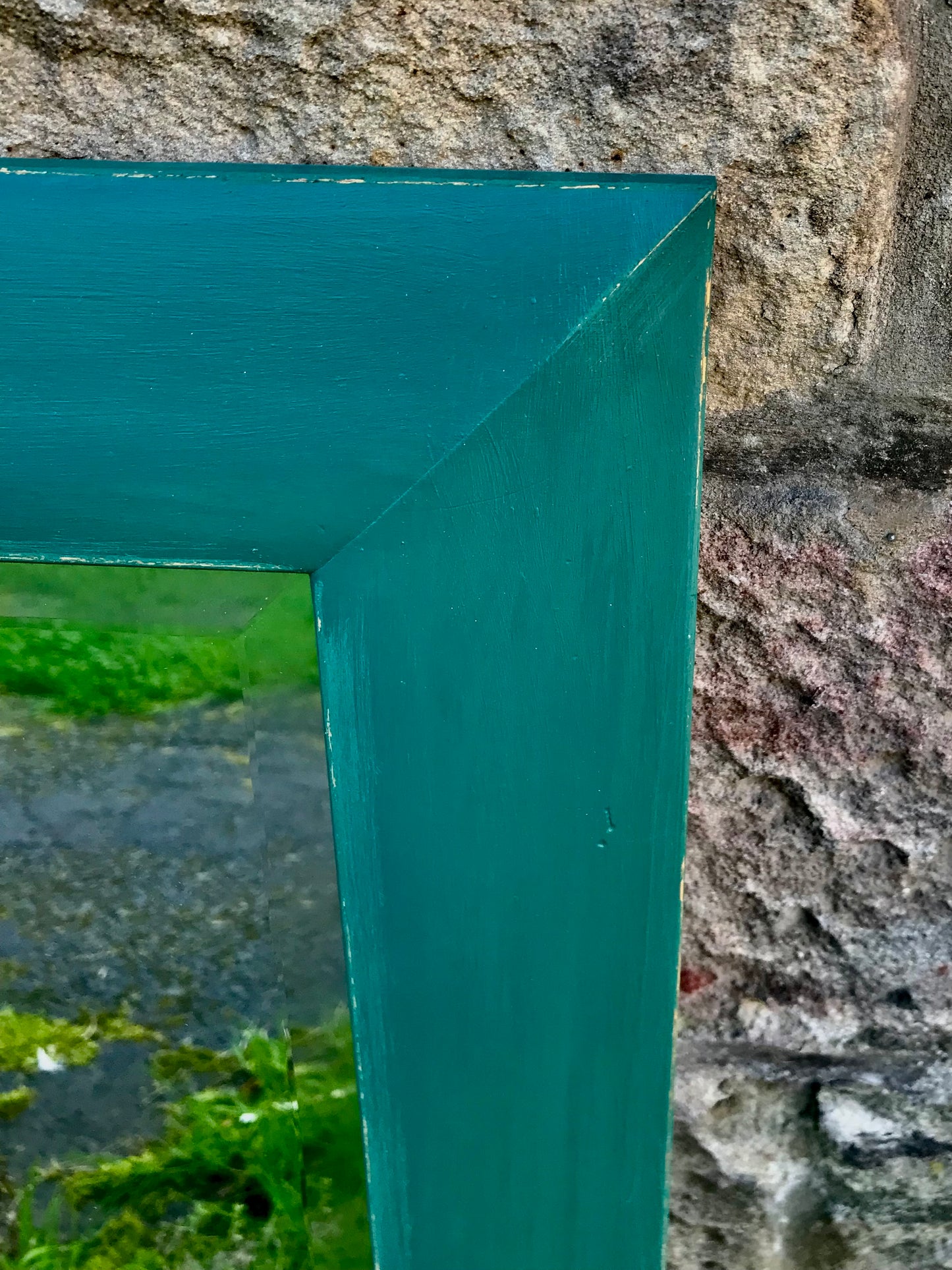 Large green painted mirror