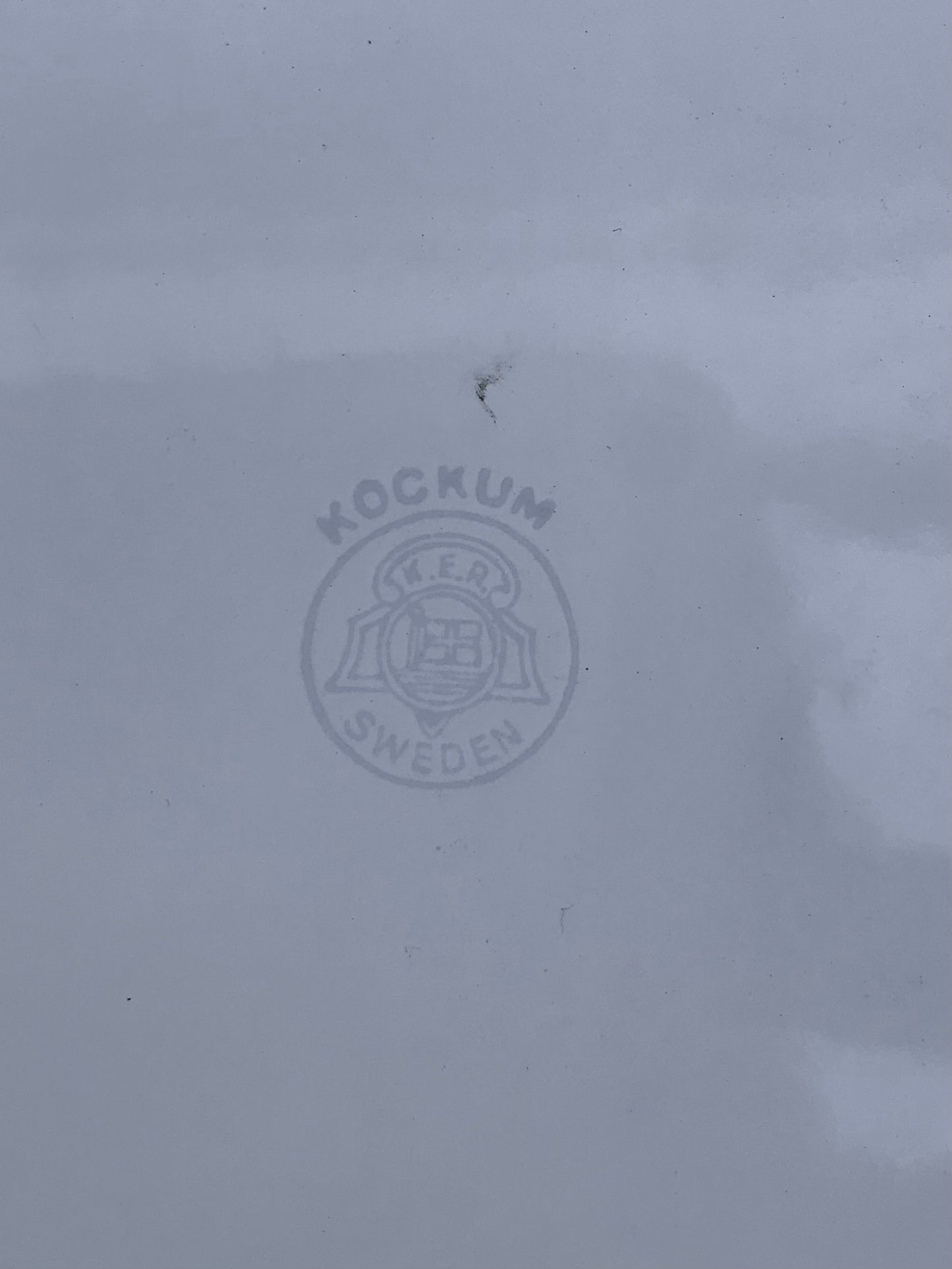 Vintage enamel blue and white bedpan.