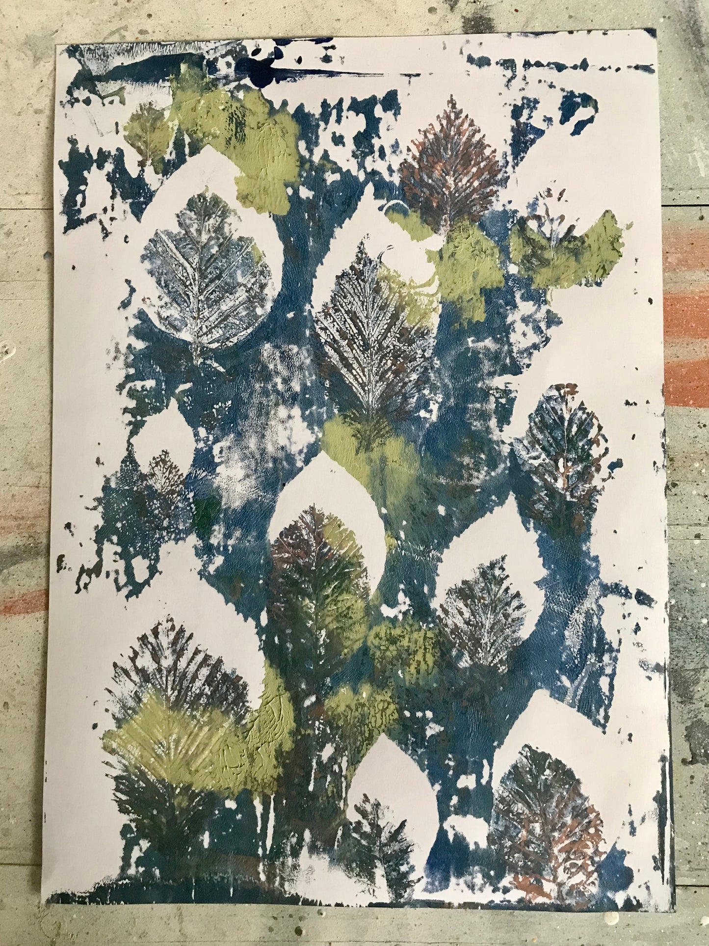 Original Botanical Monoprint - Leaves 1