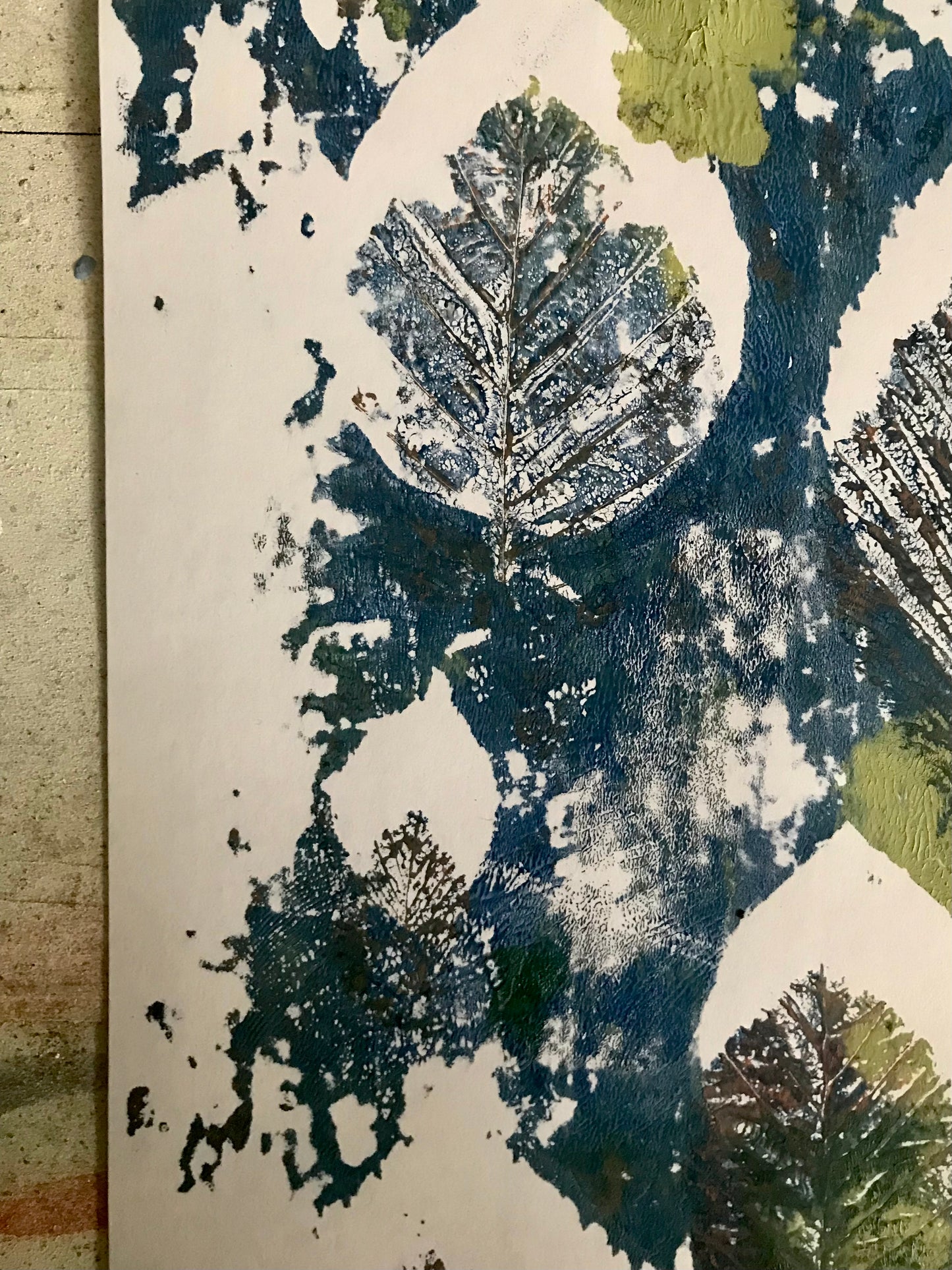 Original Botanical Acrylic Monoprint - Leaves 1