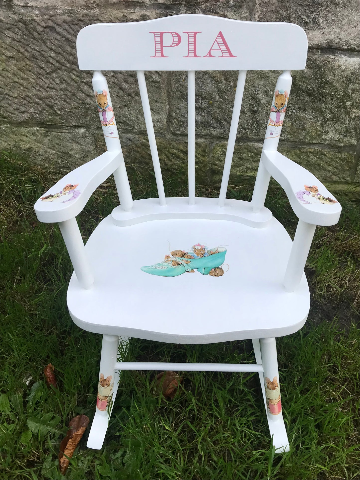 Personalised children's rocking chair - Little Mice Theme - made to order