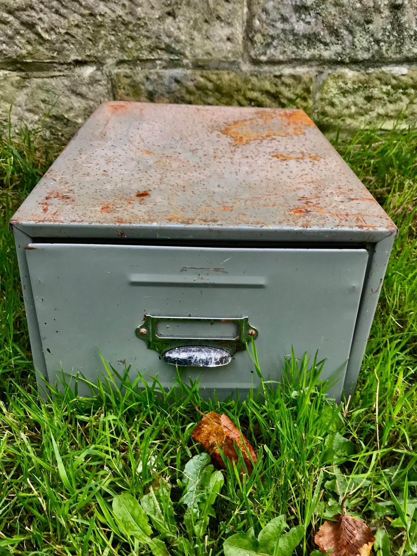 Vintage metal filing cabinet drawers