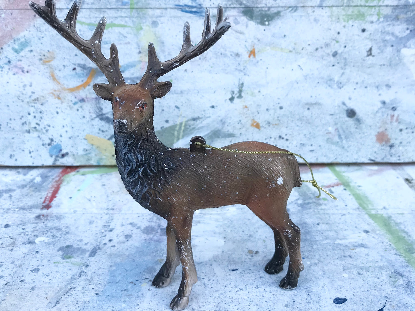 Vintage style glitter Stag Christmas decoration