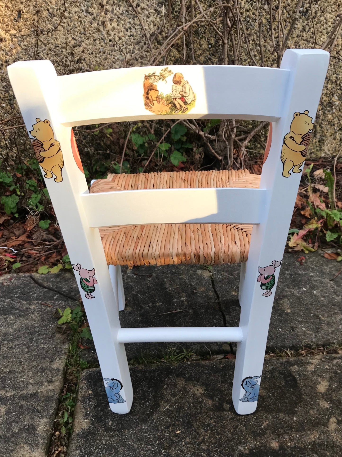Commission for Sophie 2 x children's personalised rush seat chairs