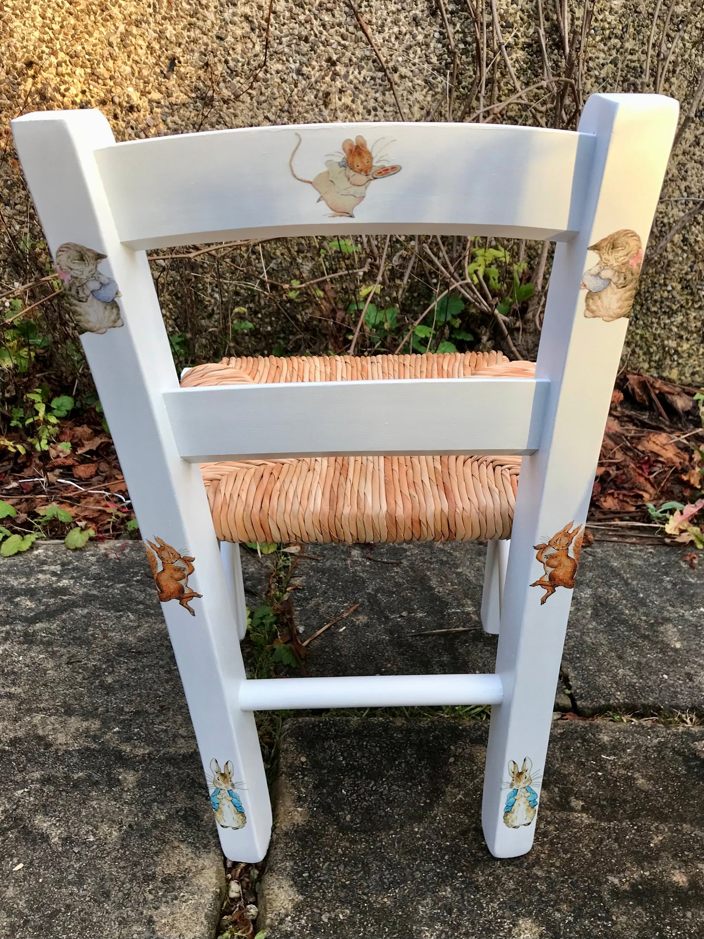 Commission for Sophie 2 x children's personalised rush seat chairs