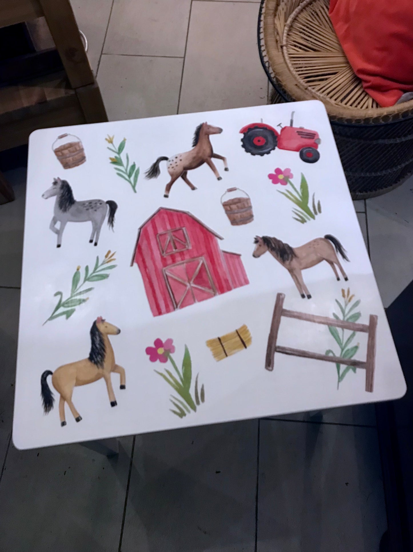 Children's tables - painted to order farm horse design