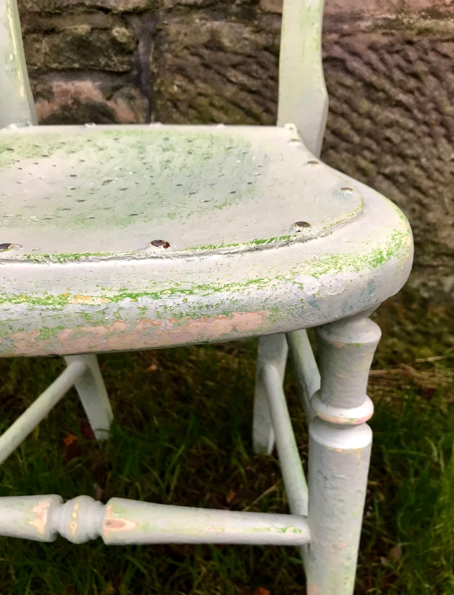 Vintage chippy salt washed hand painted chair