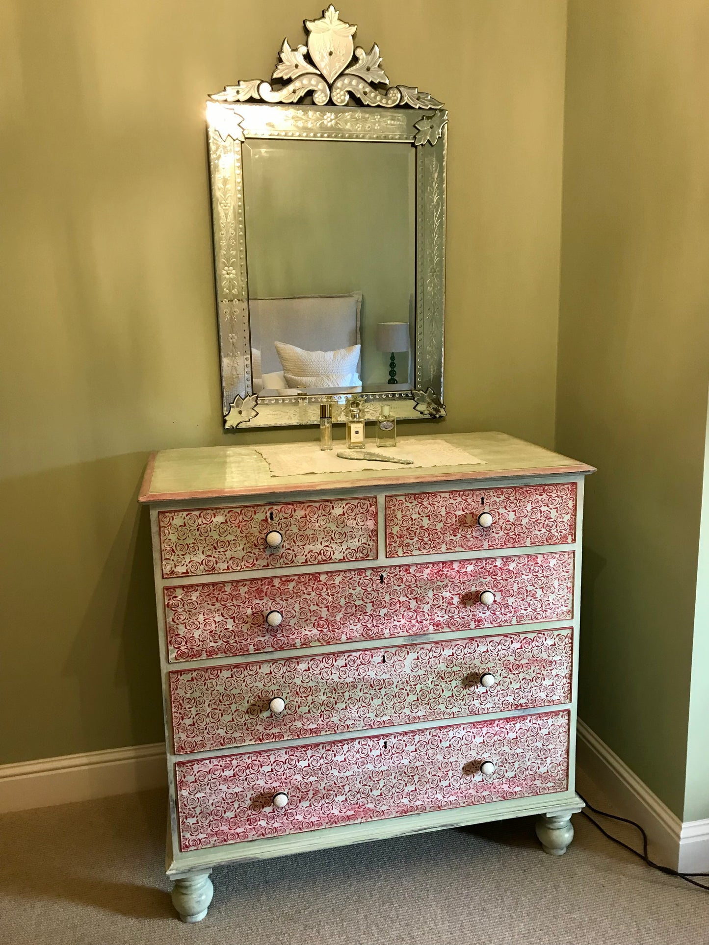 Commission for Karen stencil chest of drawers