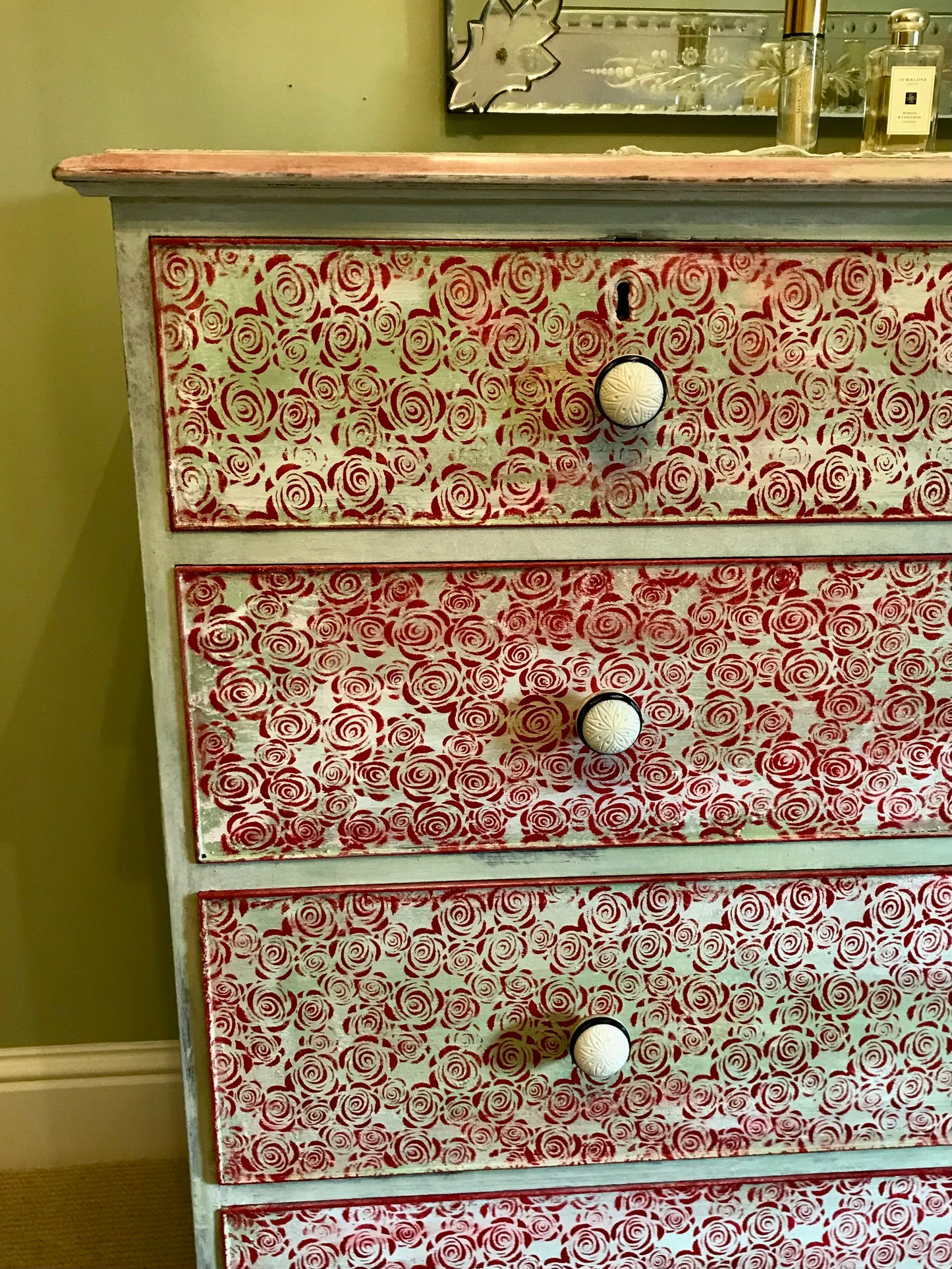 Commission for Karen stencil chest of drawers
