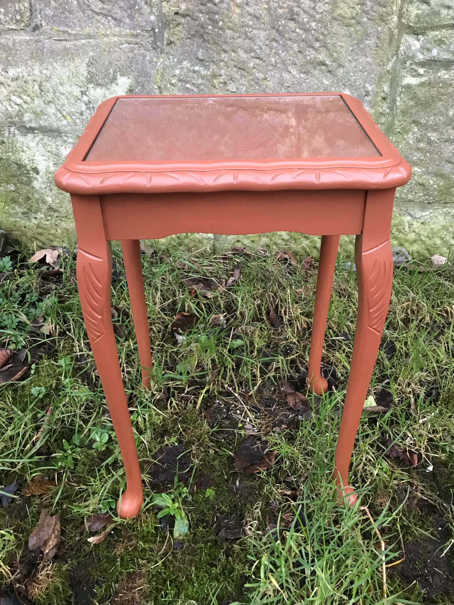 Vintage coffee table with glass top