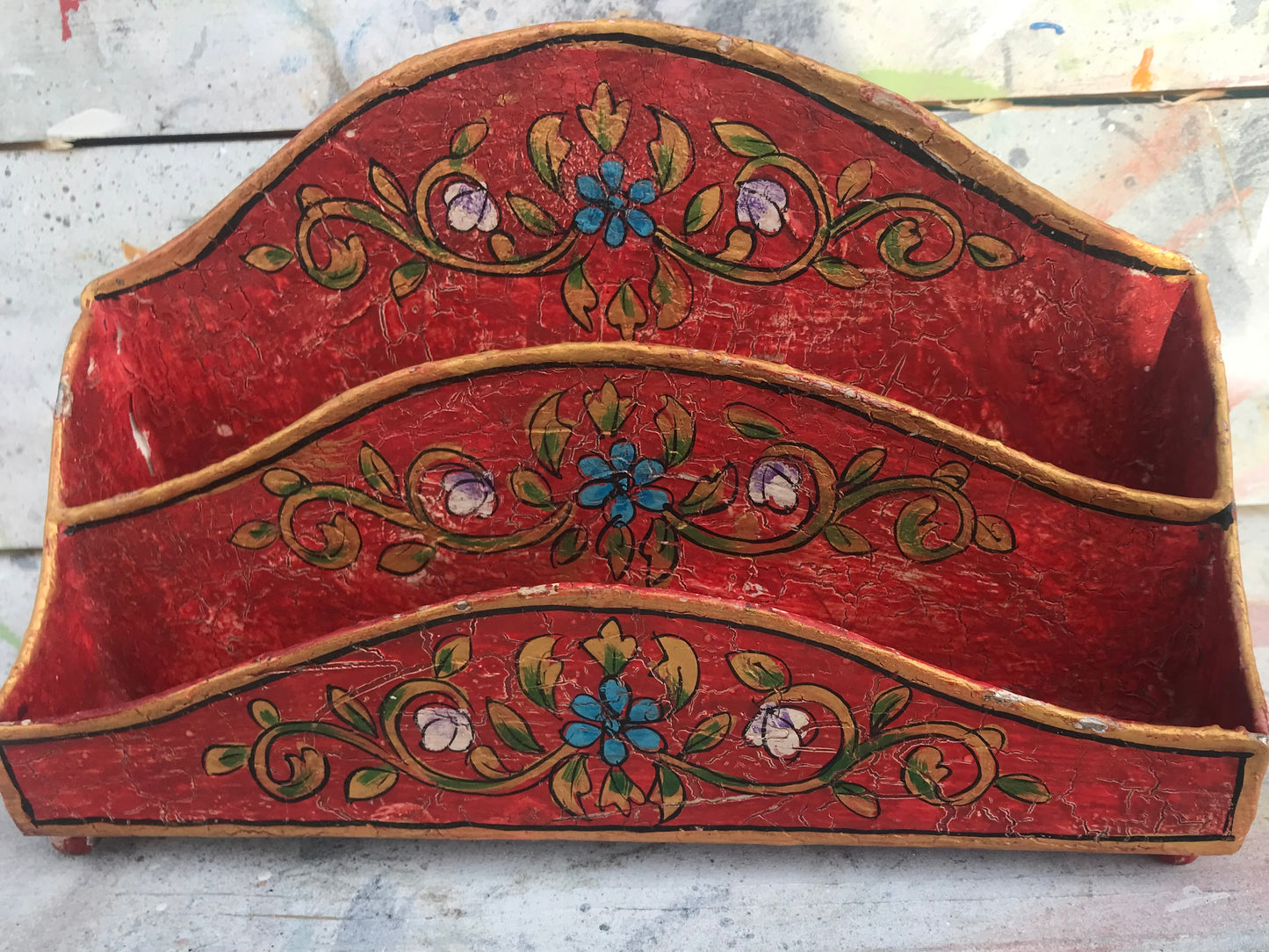 Hand painted Indian Letter Holder/ rack