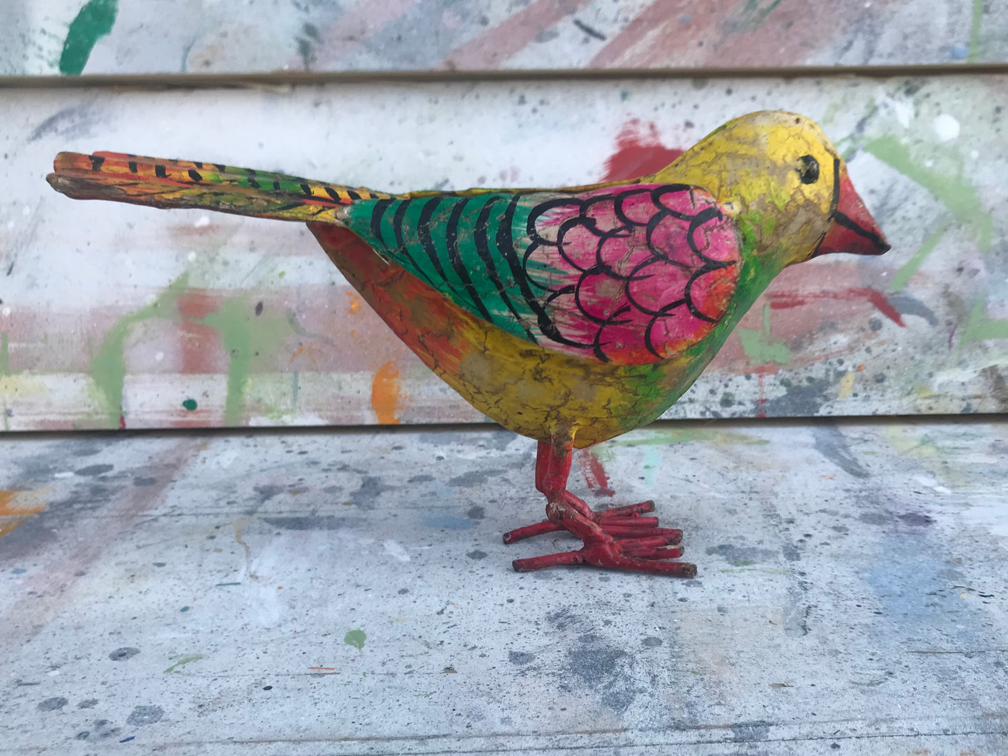 Painted Small metal Finch