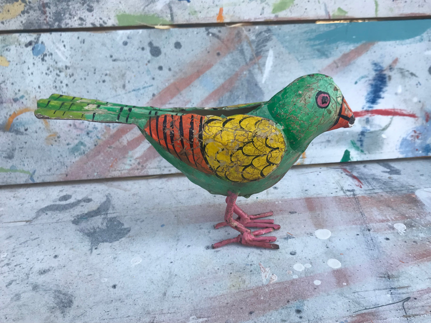 Painted metal bird - Finch