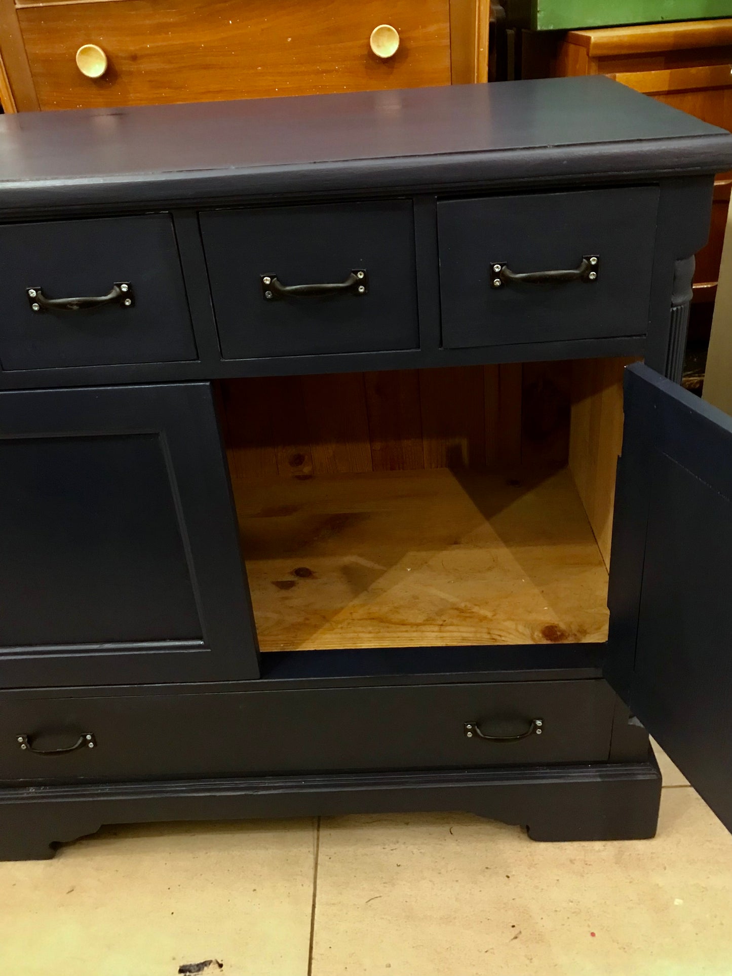 Reserved Commission for Susan - Vintage sideboard painted in Oxford Navy Annie Sloan Satin