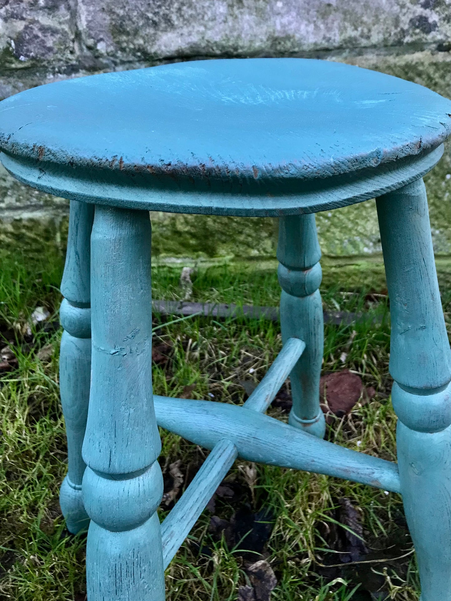 Vintage Primitive vintage stool painted in Milk paint