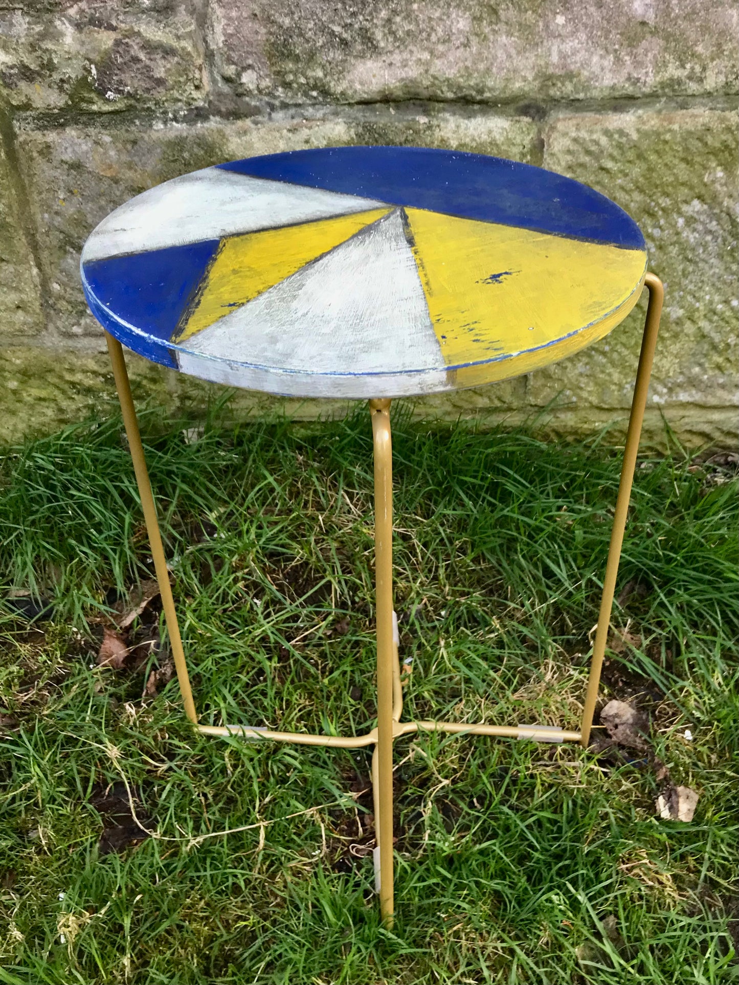 Geometric painted side table