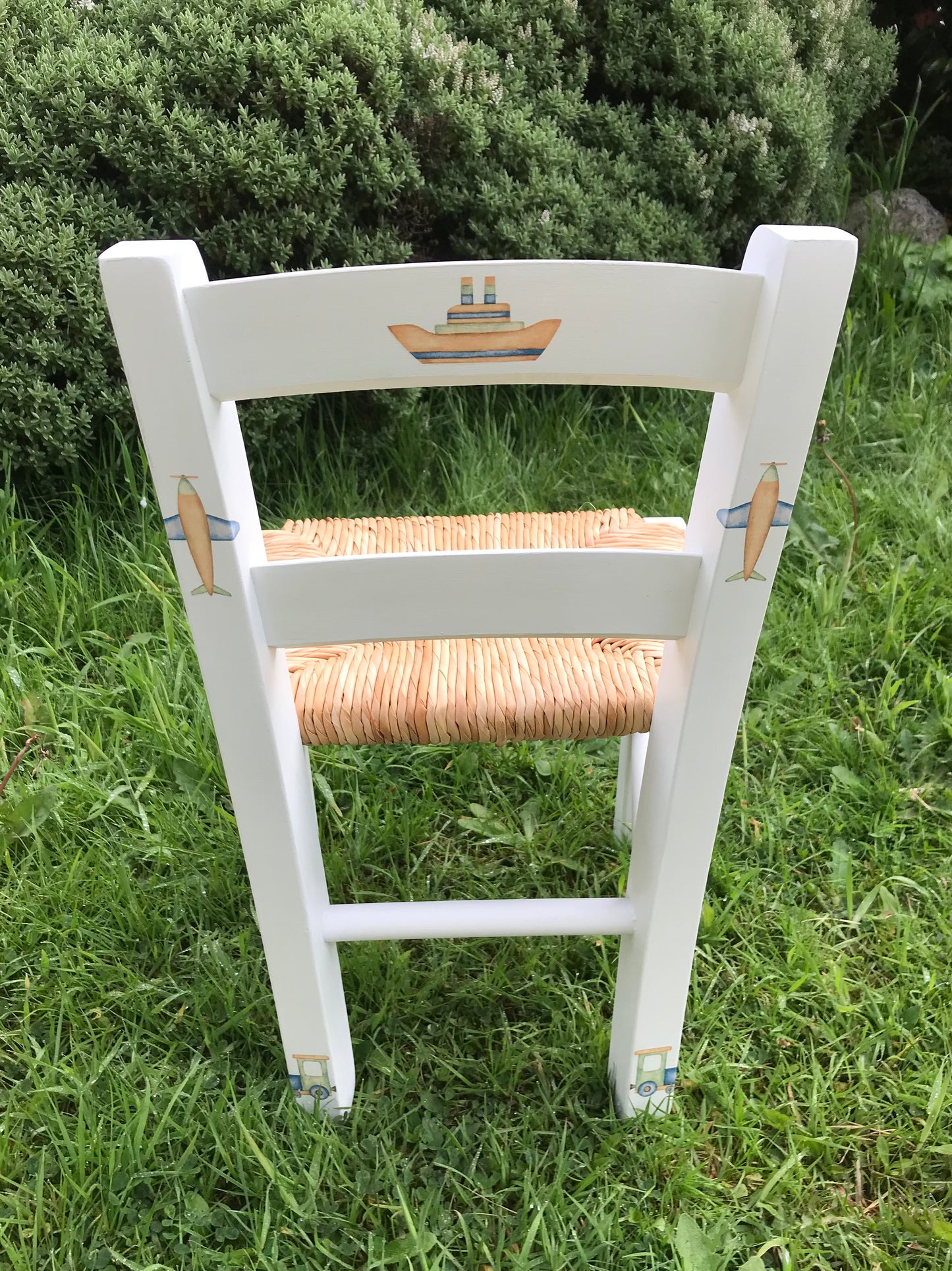 Commission for Alexandra - personalised children's chair - Transport Theme