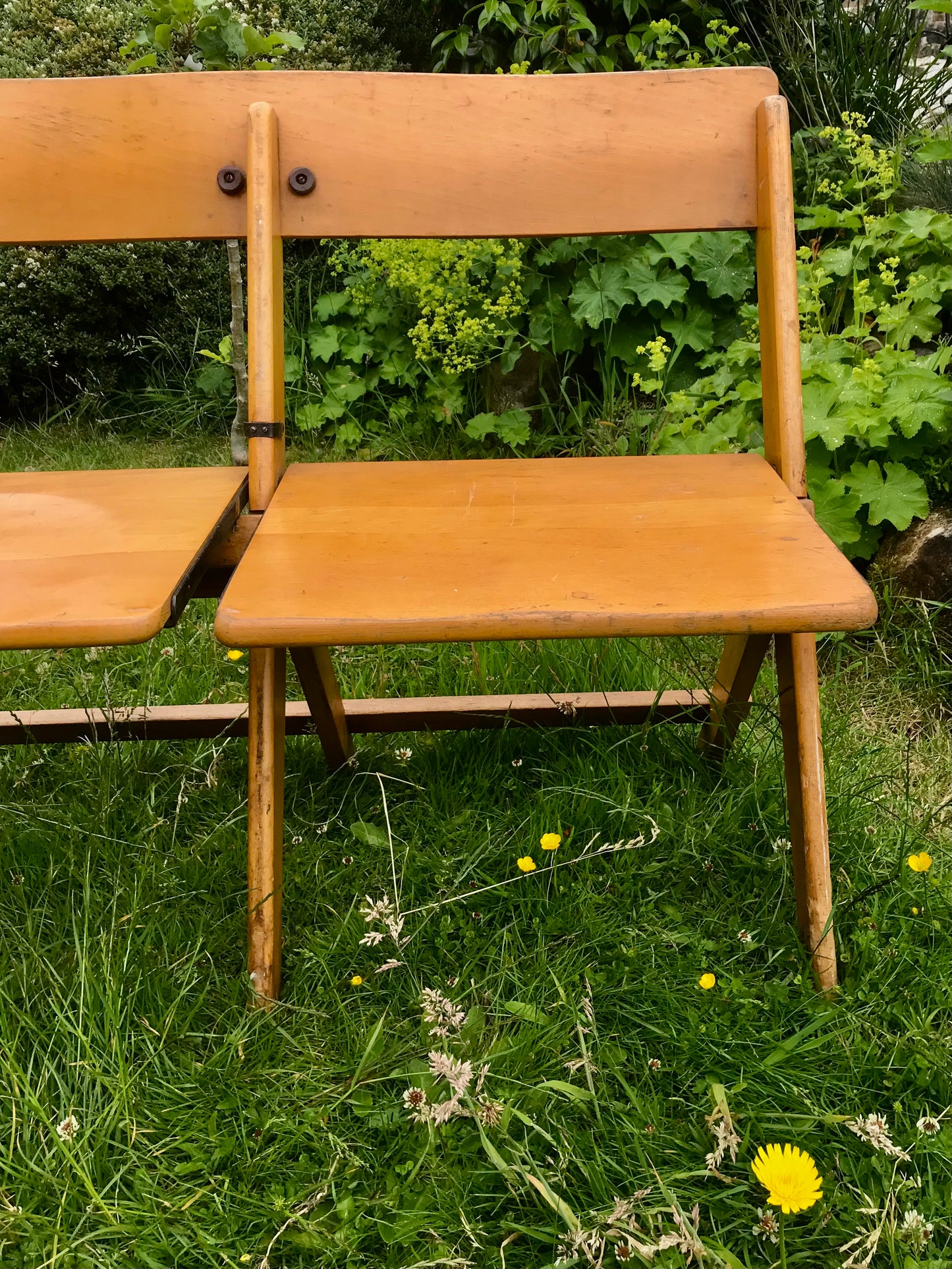 Lovely beech wood folding bench in beautiful vintage condition