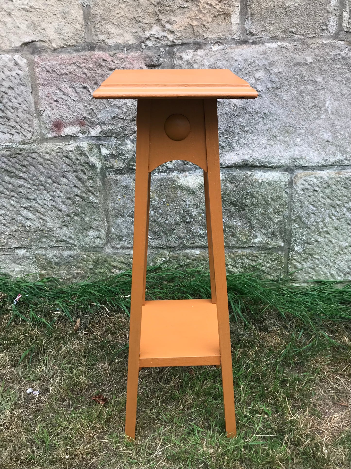 Vintage Wooden Plant Stand painted in rust orange