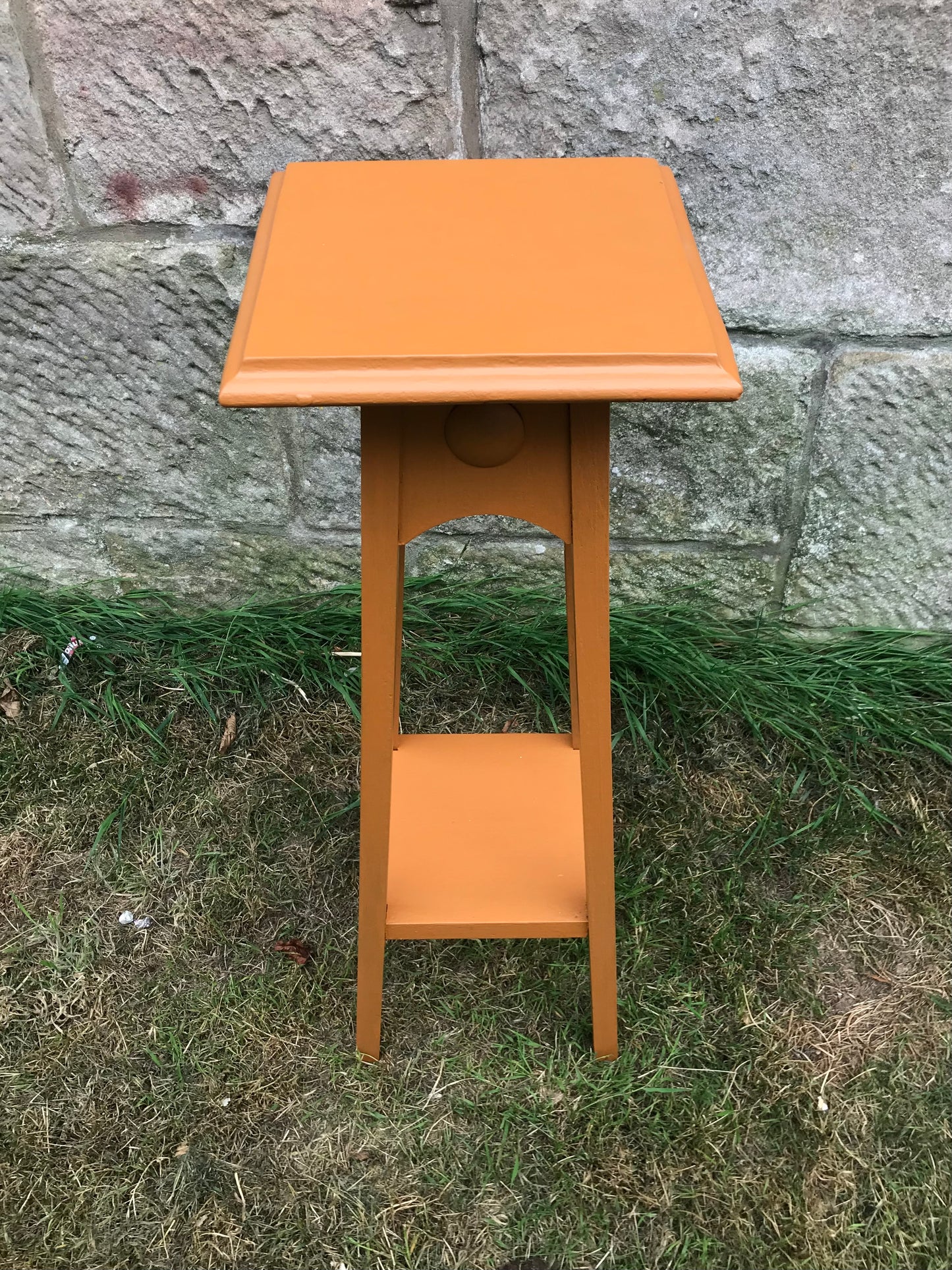 Vintage Wooden Plant Stand painted in rust orange