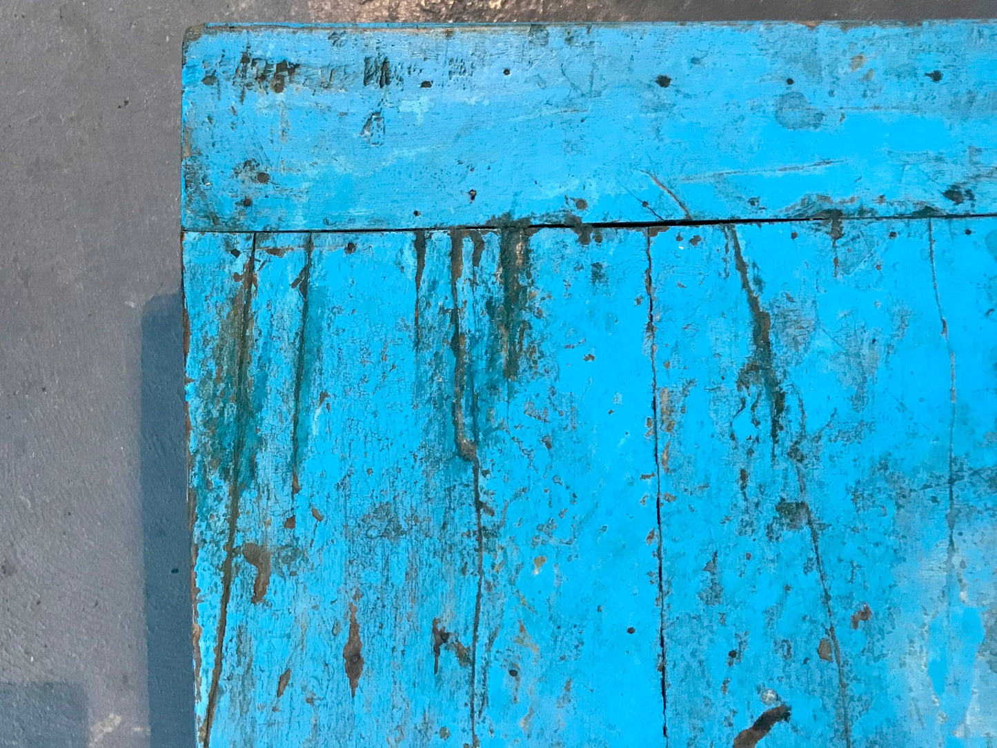 Beautiful antique teak 1920's original painted coffee table in turquoise blue original paintwork