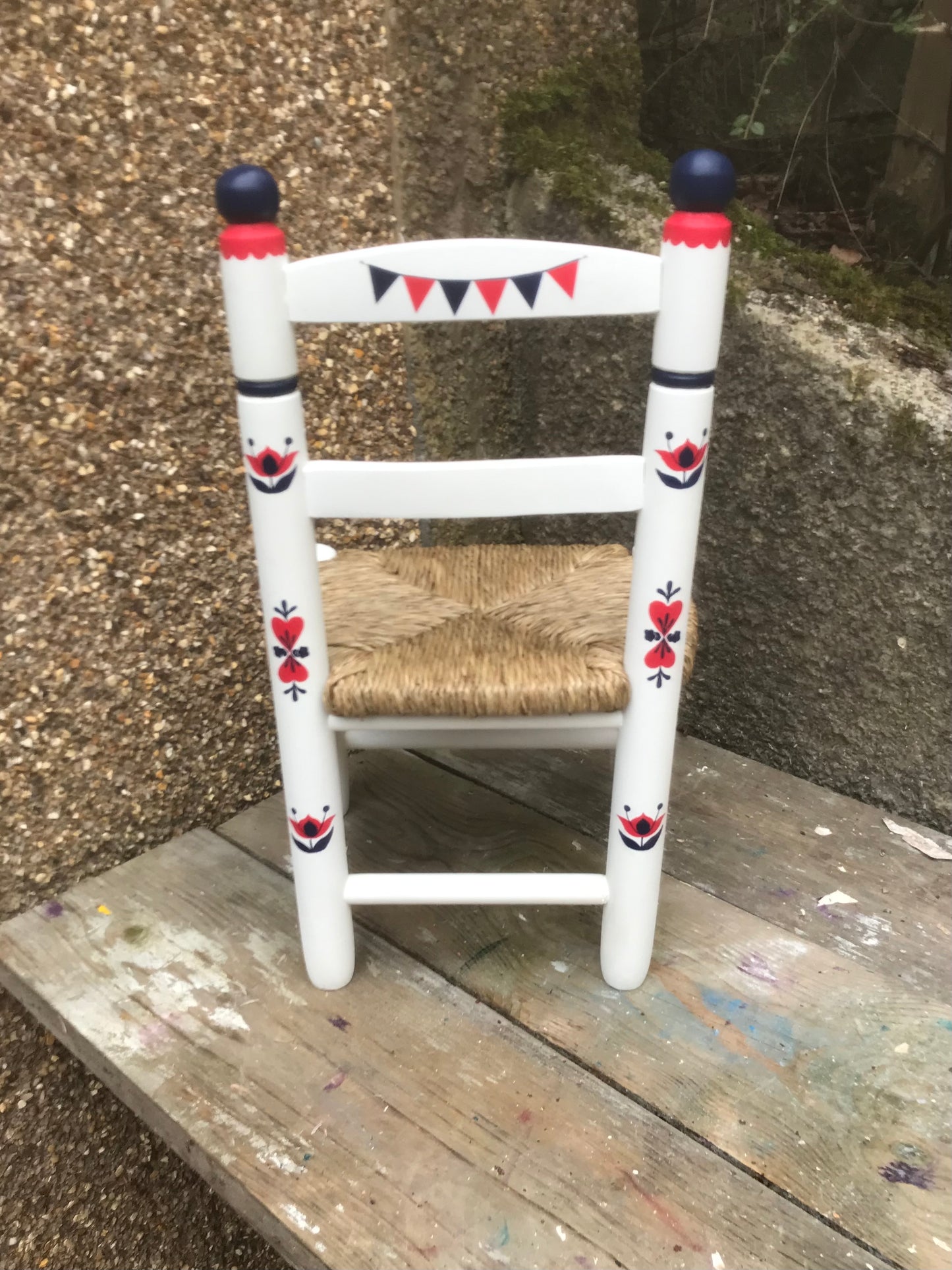 Hand painted personalised children's chair - Folk Art theme - made to order