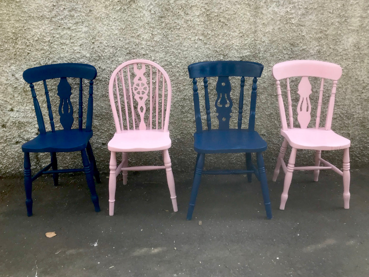 Commission for Adele 4 mismatched dining chairs for willow grove cafe