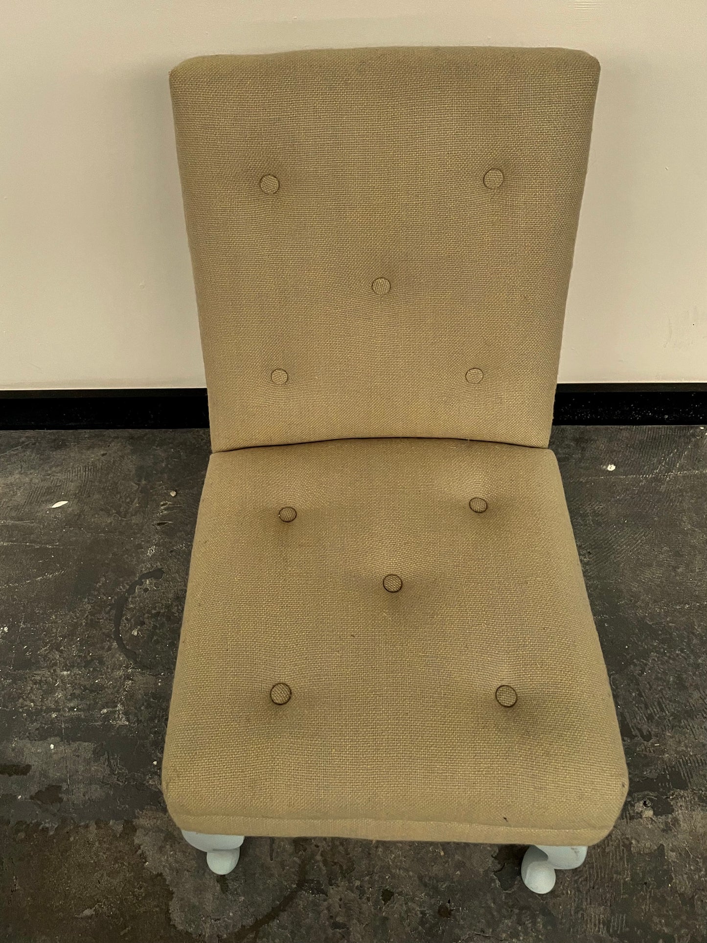 Vintage bedroom / nursing chair upholstered in yellow and blue mix wool