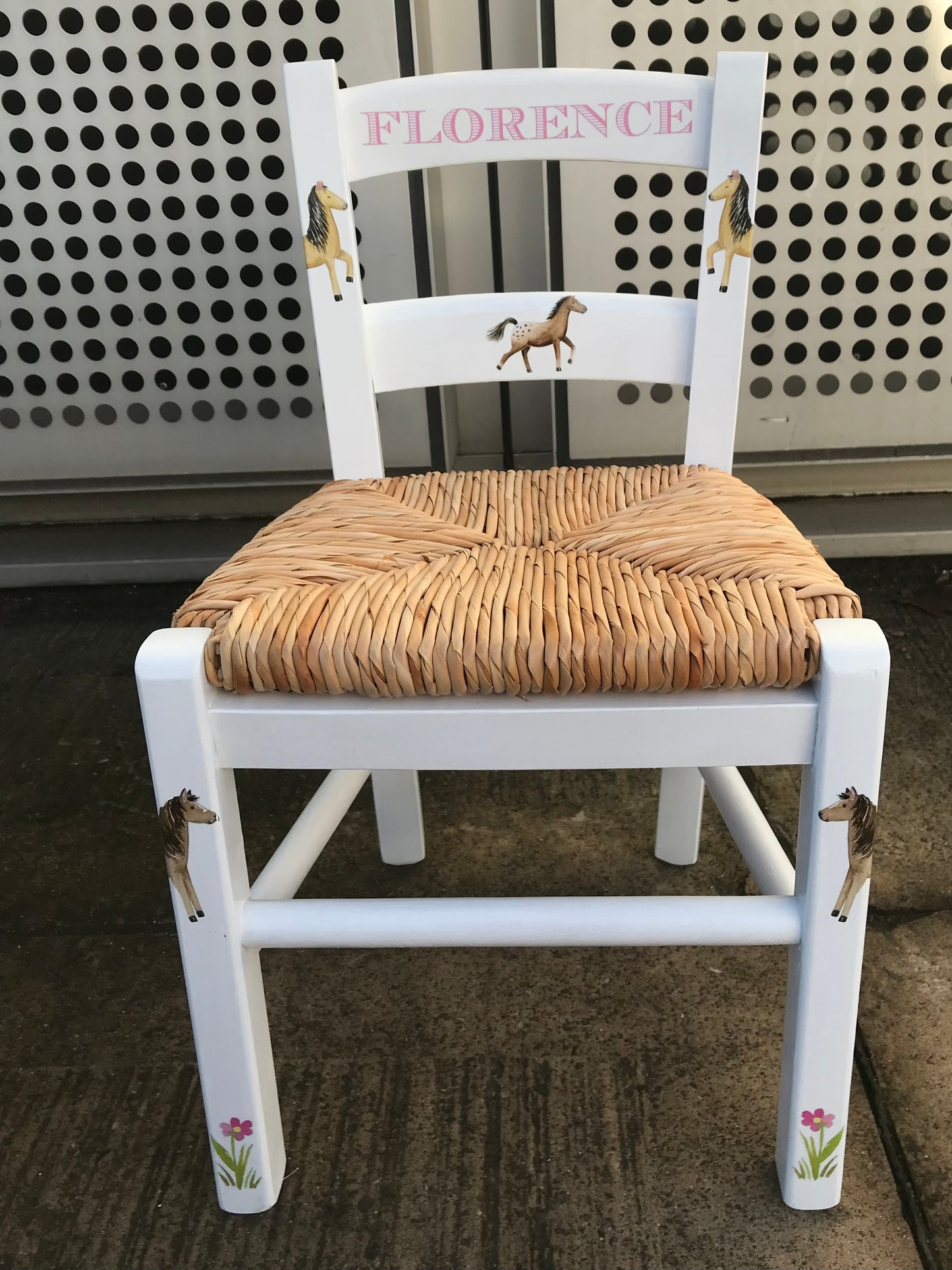 Rush seat personalised children's chair - My Pony theme - made to order