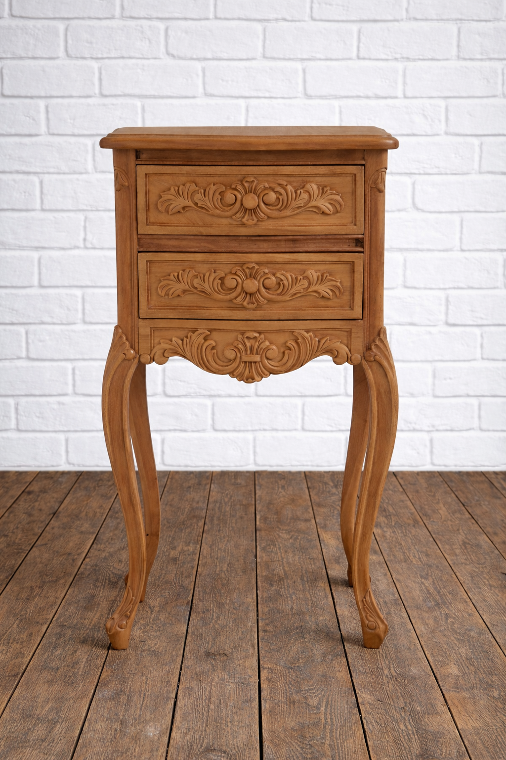 New Mahogany reproduction 2 drawer French bedside cabinet - available for painting to order