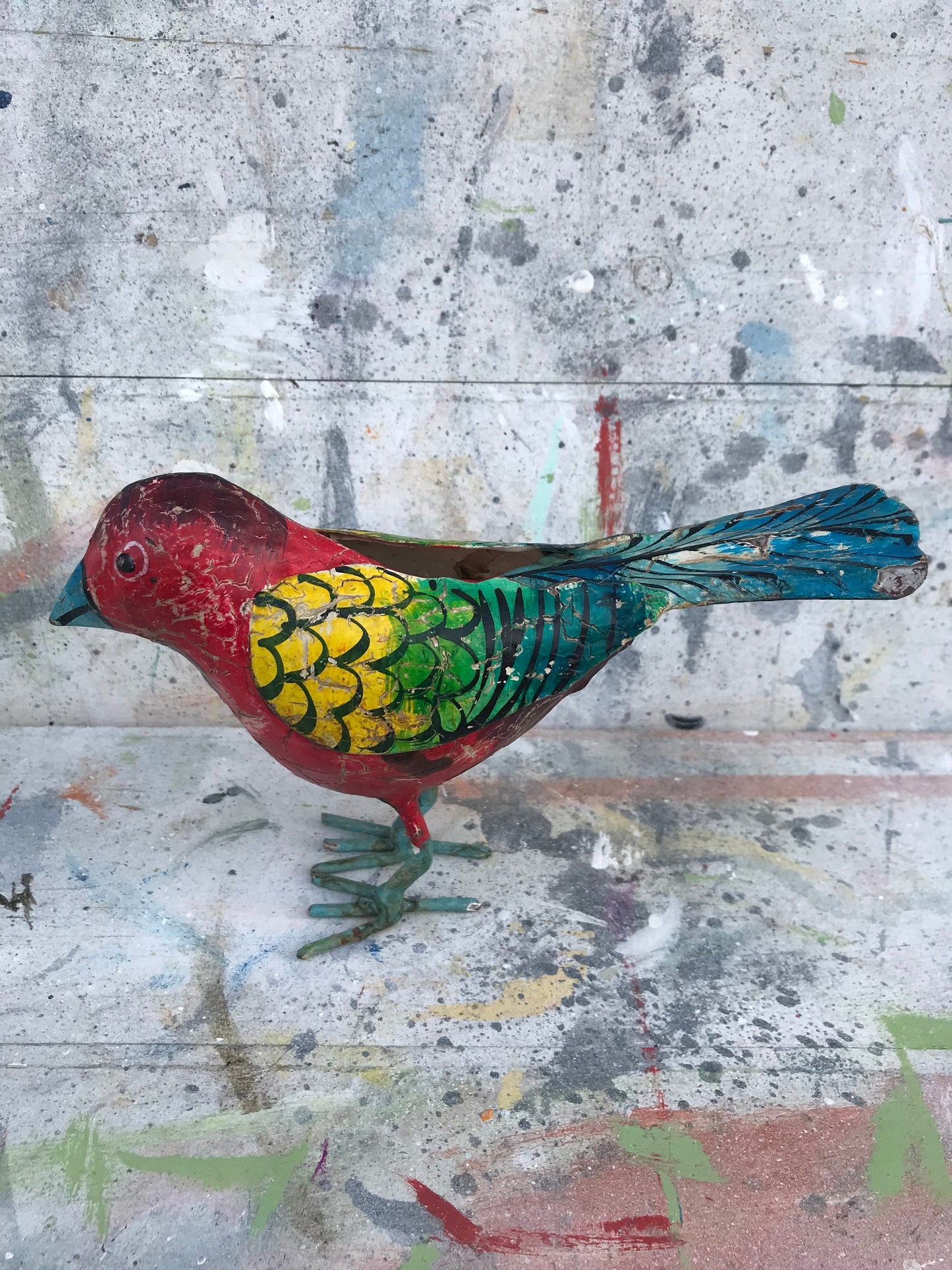 Painted Small metal Finch