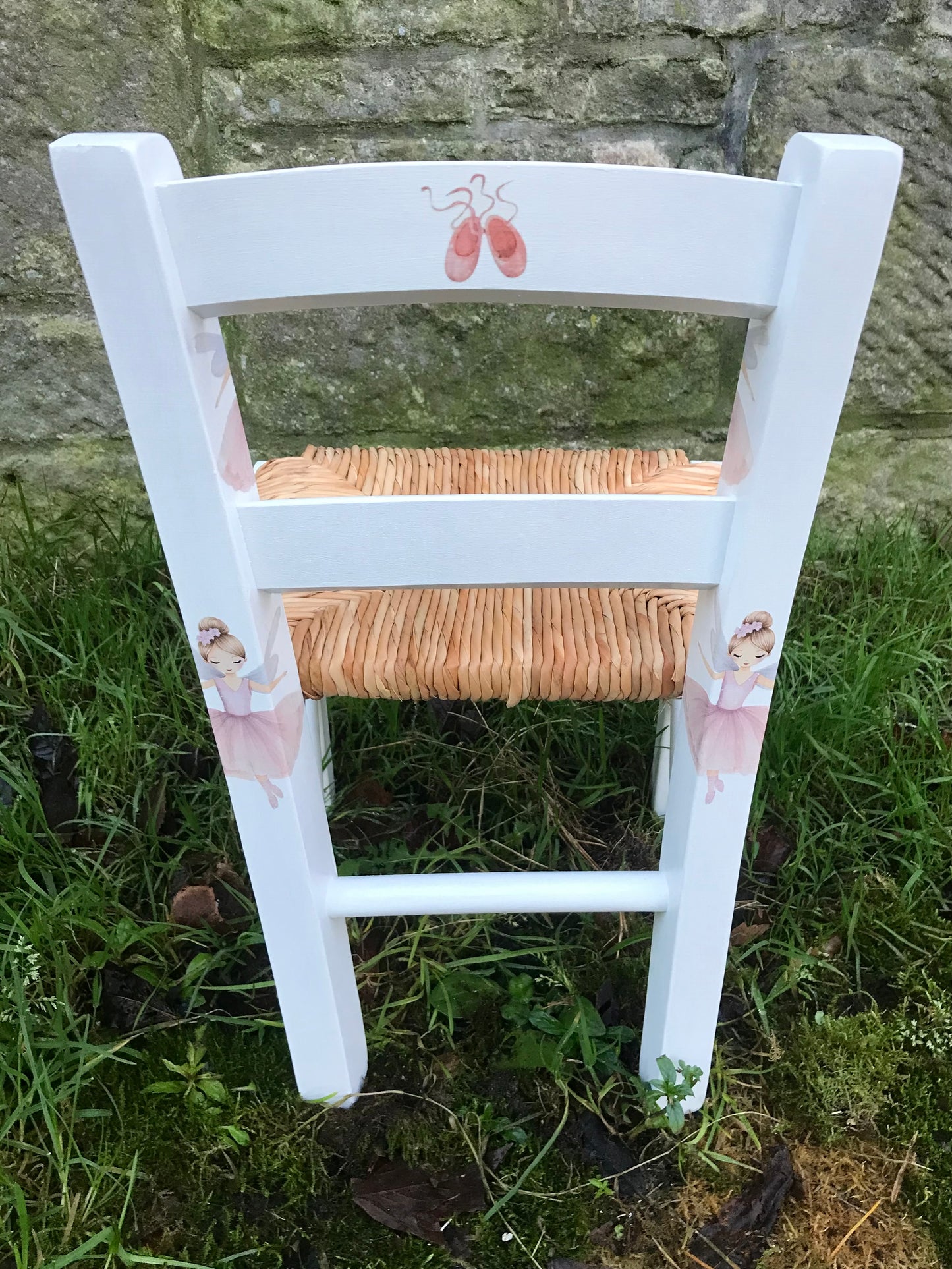 Rush seat personalised children's chair - Ballerina  theme - made to order