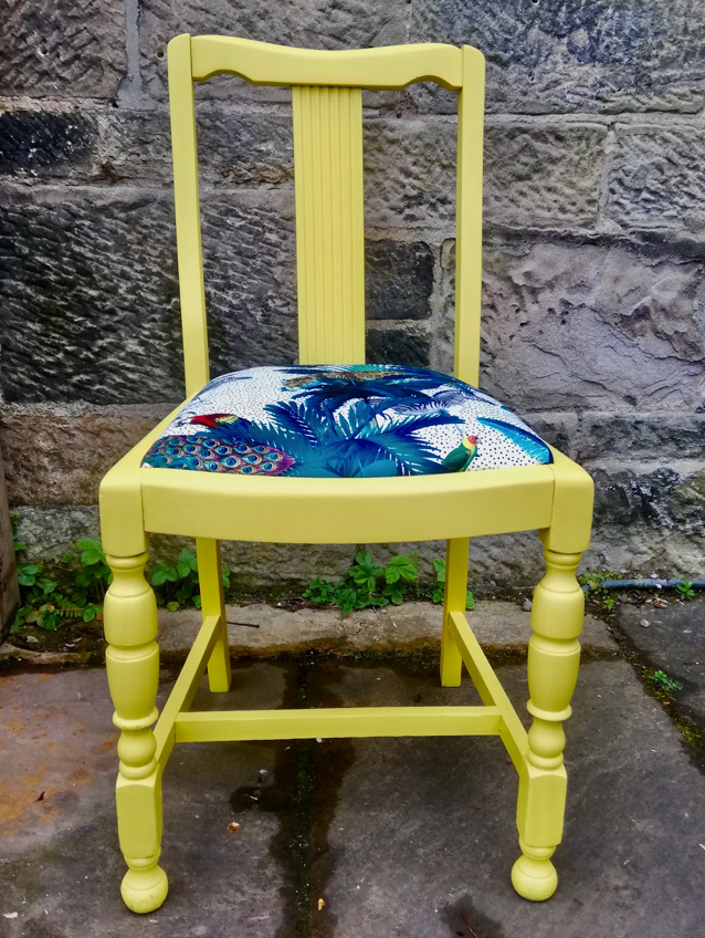 Brights Handpainted Mismatch vintage dining chairs in vivid colours