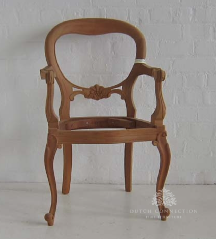 New Reproduction carved traditional mahogany dining chairs available for reupholstery and painting your choice of colour