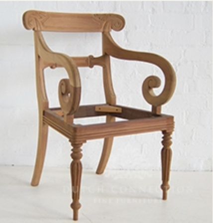 New Reproduction carved traditional mahogany dining chairs available for reupholstery and painting your choice of colour